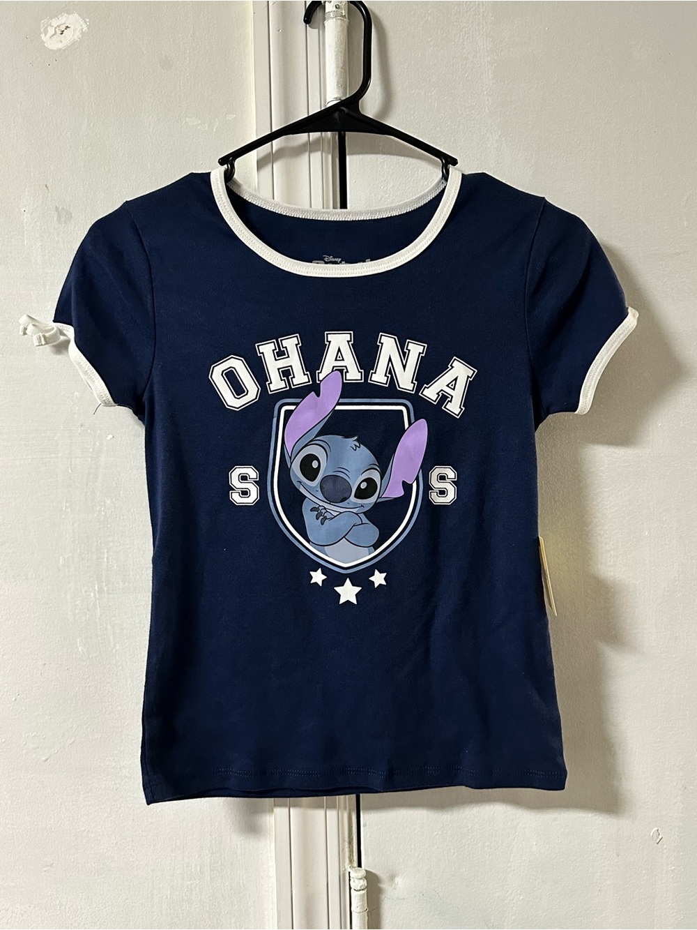 Disney Navy Ohana Stitch Short Sleeve Tee with White Trim
